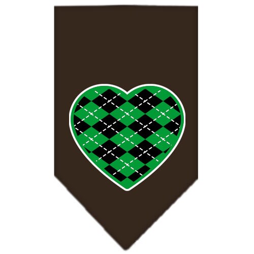 Pet and Dog Bandana Screen Printed, Green Argyle Heart