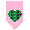 Pet and Dog Bandana Screen Printed, Green Argyle Heart