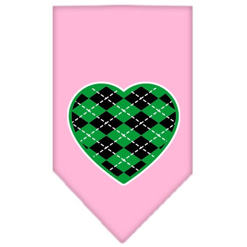 Pet and Dog Bandana Screen Printed, Green Argyle Heart