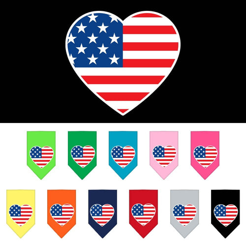 Pet and Dog Bandana Screen Printed, American Flag Heart