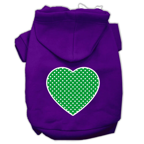 Pet Hoodie Green Swiss Dots Heart