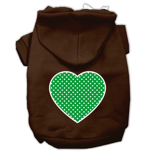 Pet Hoodie Green Swiss Dots Heart