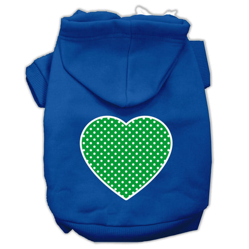 Pet Hoodie Green Swiss Dots Heart