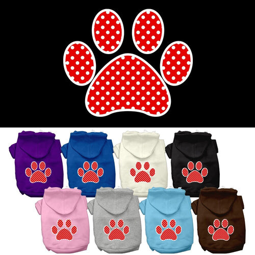 Pet Hoodie Red Swiss Dots Paw
