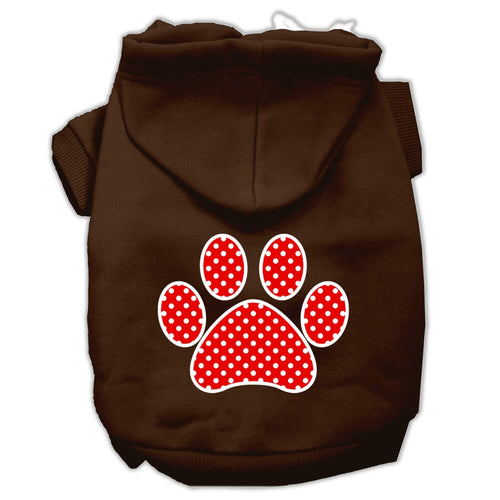 Pet Hoodie Red Swiss Dots Paw