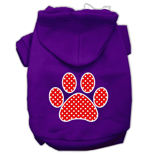 Pet Hoodie Red Swiss Dots Paw