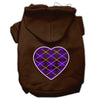 Pet Hoodie Purple Argyle Heart