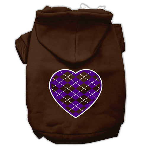 Pet Hoodie Purple Argyle Heart