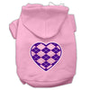 Pet Hoodie Purple Argyle Heart