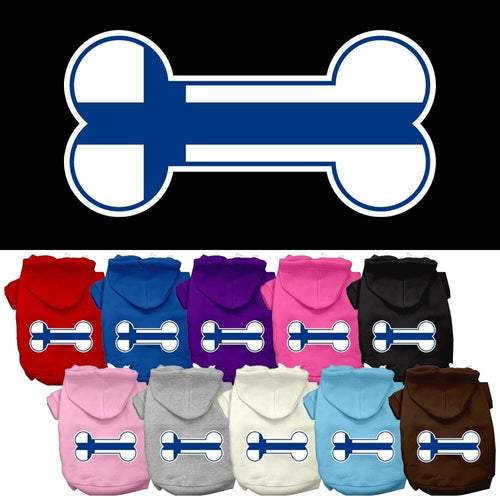 Pet, Dog & Cat Hoodie Screen Printed, Bone Shaped Finland Flag