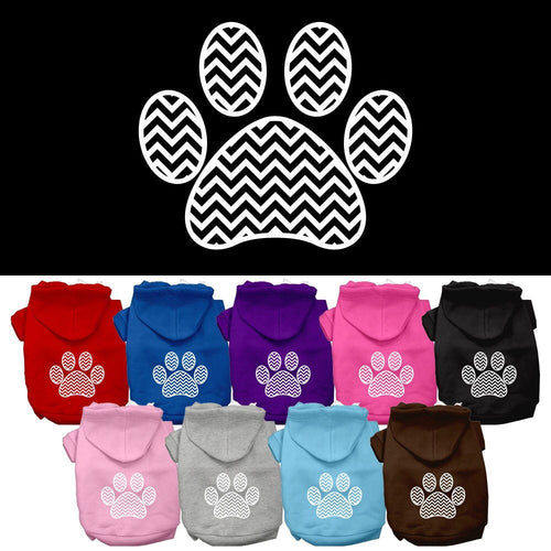 Pet Hoodie Chevron Paw Print
