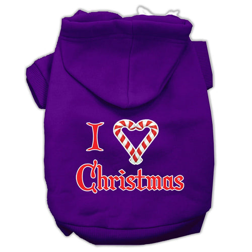 Christmas Pet Hoodie Screen Printed, I Heart Christmas