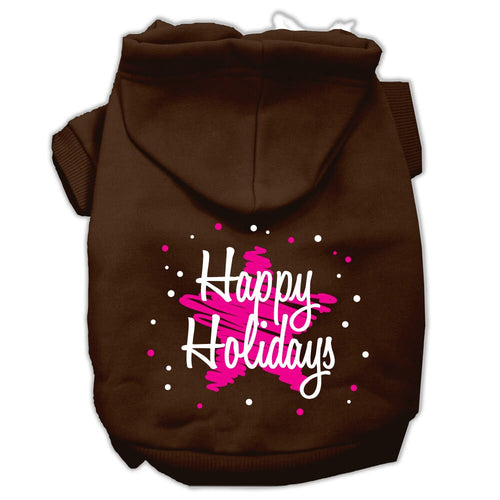 Christmas Pet Hoodie Screen Printed, Scribble Happy Holidays