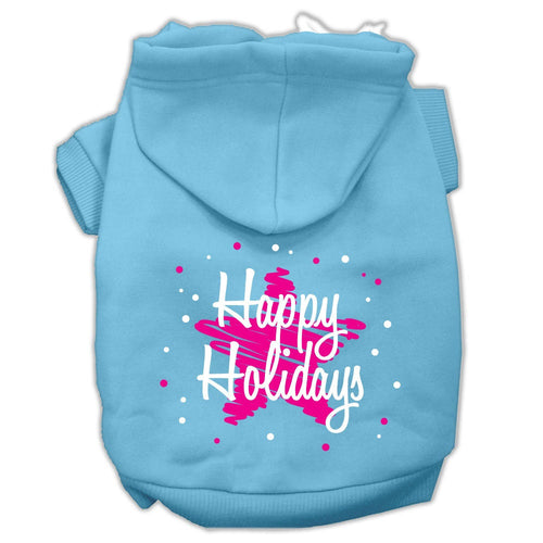Christmas Pet Hoodie Screen Printed, Scribble Happy Holidays