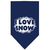 Christmas Pet and Dog Bandana Screen Printed, I Love Snow