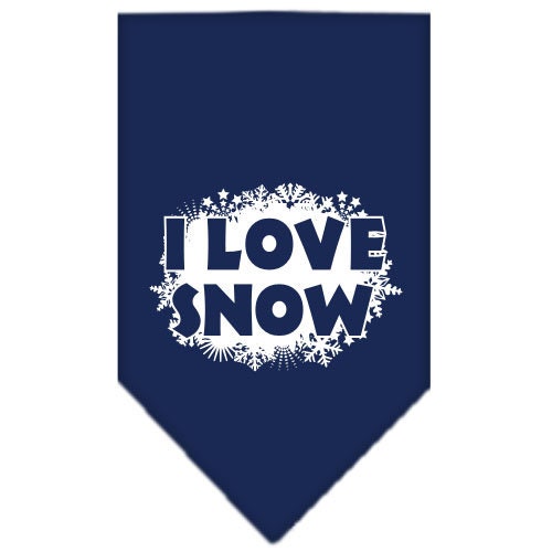 Christmas Pet and Dog Bandana Screen Printed, I Love Snow