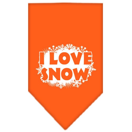 Christmas Pet and Dog Bandana Screen Printed, I Love Snow