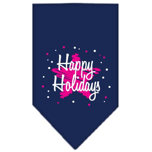 Christmas Pet and Dog Bandana Screen Printed, Scribble Happy Holidays