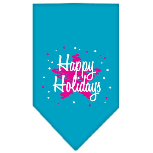 Christmas Pet and Dog Bandana Screen Printed, Scribble Happy Holidays