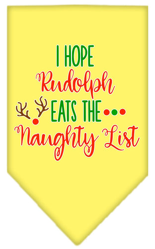 Christmas Pet and Dog Bandana Screen Printed, Hope Rudolph Eats The Naughty List