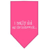 Pet and Dog Bandana Screen Printed, I Really Did Eat The Homework