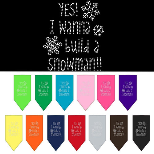 Christmas Pet and Dog Bandana Rhinestone, Yes! I Want To Build A Snowman
