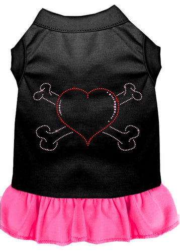 Pet Dress Rhinestone,  Heart & Crossbones