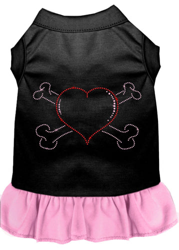 Pet Dress Rhinestone,  Heart & Crossbones