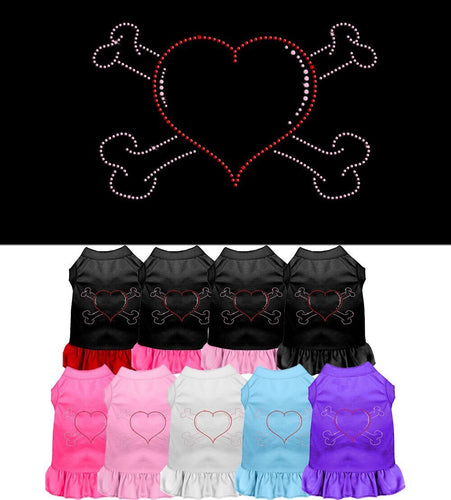Pet Dress Rhinestone,  Heart & Crossbones