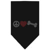 Pet and Dog Bandana Rhinestone, Peace Love Bone