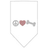 Pet and Dog Bandana Rhinestone, Peace Love Bone