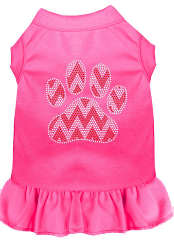 Christmas Pet Dress Rhinestone, Candy Cane Chevron Paw