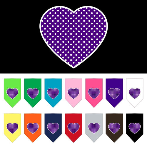 Pet and Dog Bandana Screen Printed, Purple Swiss Dot Heart