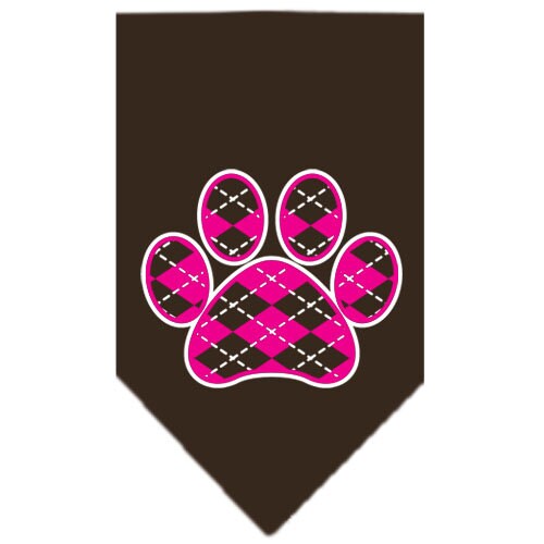 Pet and Dog Bandana Screen Printed,  Pink Argyle Paw