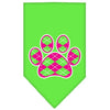Pet and Dog Bandana Screen Printed,  Pink Argyle Paw