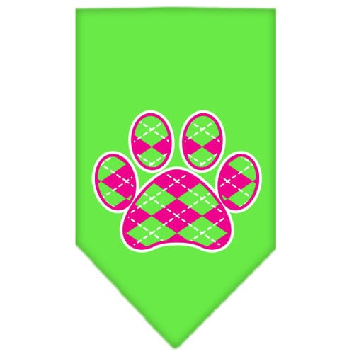 Pet and Dog Bandana Screen Printed,  Pink Argyle Paw