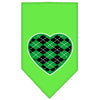 Pet and Dog Bandana Screen Printed, Green Argyle Heart