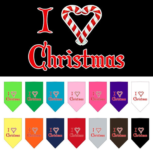 Christmas Pet and Dog Bandana Screen Printed, I Heart Christmas