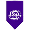 Christmas Pet and Dog Bandana Screen Printed, I Love Snow