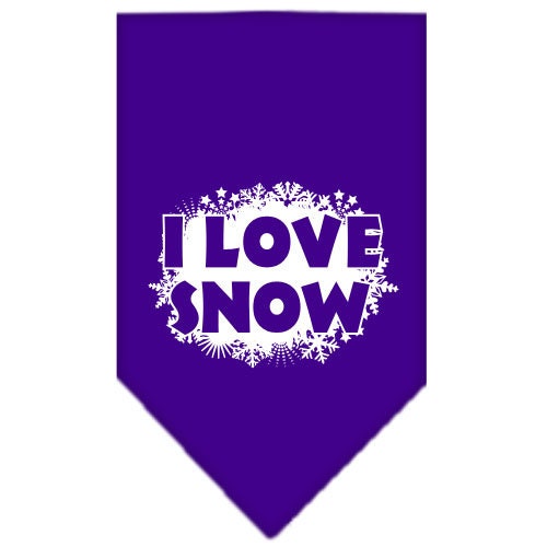 Christmas Pet and Dog Bandana Screen Printed, I Love Snow