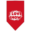 Christmas Pet and Dog Bandana Screen Printed, I Love Snow