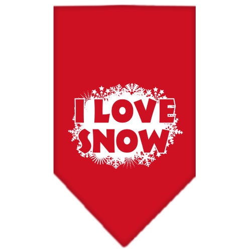 Christmas Pet and Dog Bandana Screen Printed, I Love Snow