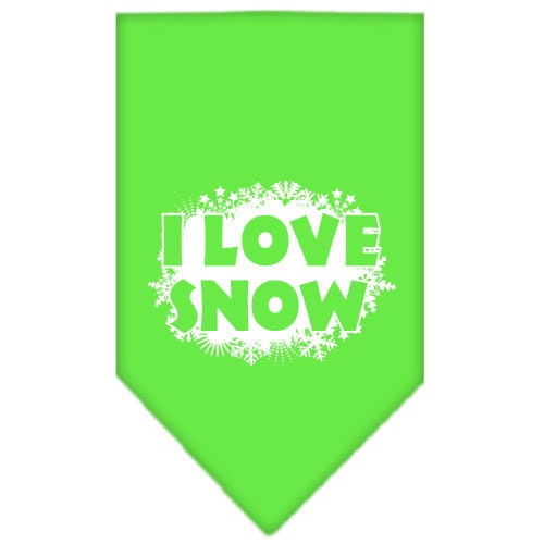 Christmas Pet and Dog Bandana Screen Printed, I Love Snow