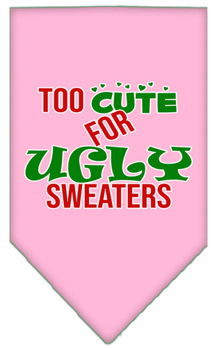 Christmas Pet and Dog Bandana Screen Printed, Too Cute For Ugly Sweaters