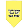 Pet and Dog Bandana Screen Printed, You Come, You Sit, You Stay