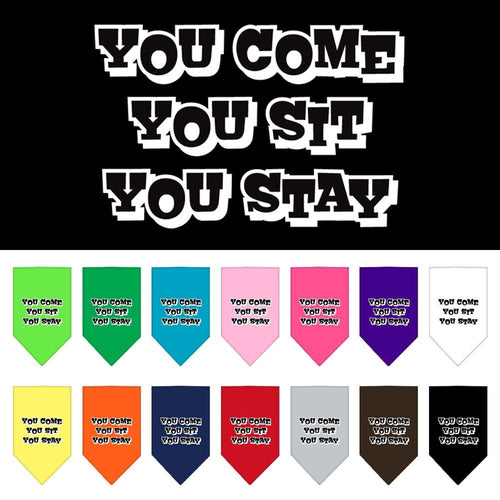 Pet and Dog Bandana Screen Printed, You Come, You Sit, You Stay