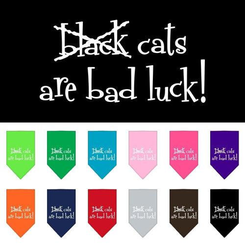 Halloween Pet and Dog Bandana Screen Printed, Black Cats are Bad Luck