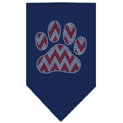 Christmas Pet and Dog Bandana Rhinestone, Candy Cane Chevron Paw