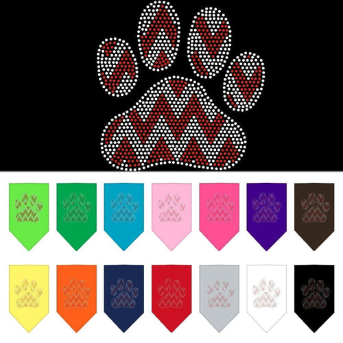 Christmas Pet and Dog Bandana Rhinestone, Candy Cane Chevron Paw