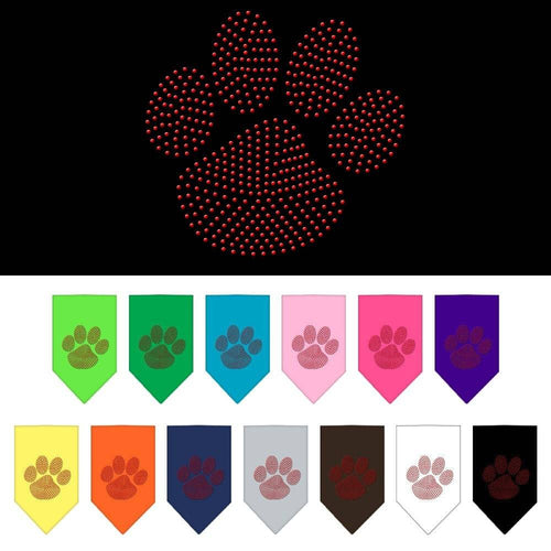 Pet and Dog Bandana Rhinestone, Paw Red